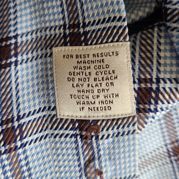 Peter Millar Men's Long Sleeve Dress Shirt, Size: Medium Color: Blue & Brown - Picture 12 of 16